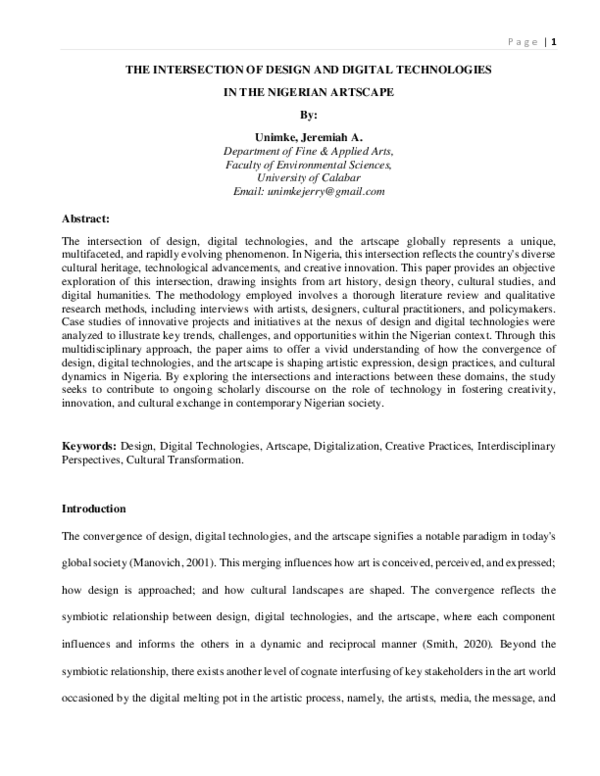 (PDF) THE INTERSECTION OF DESIGN AND DIGITAL TECHNOLOGIES IN THE ...