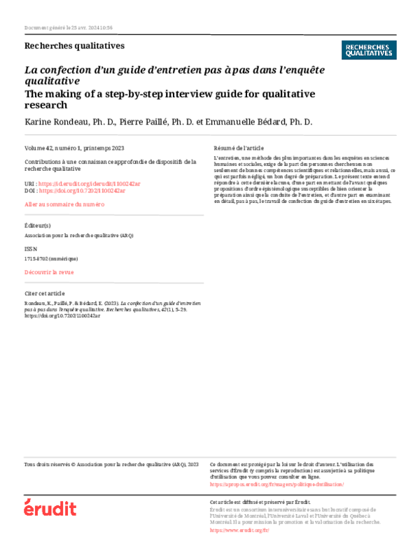 (PDF) The making of a step-by-step interview guide for qualitative research