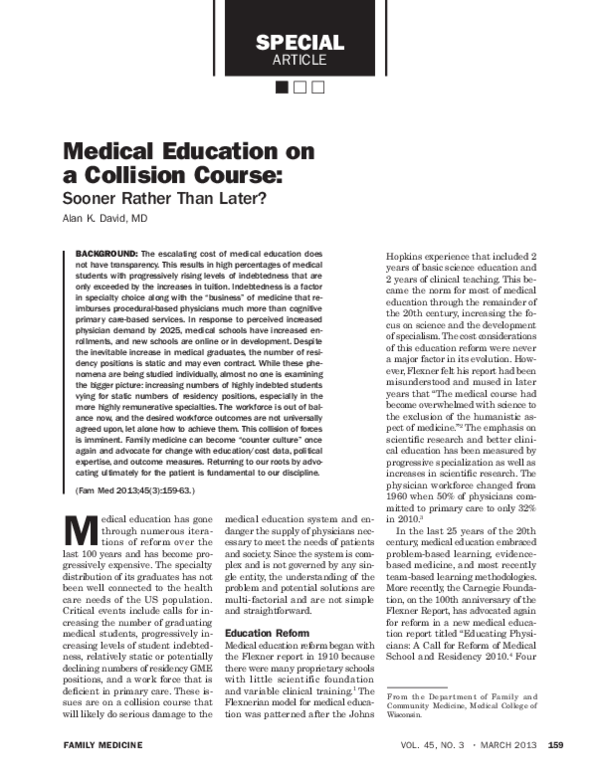(PDF) Medical education on a collision course: sooner rather than later?