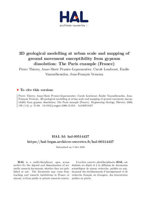 (PDF) 3D geological modelling at urban scale and mapping of ground ...