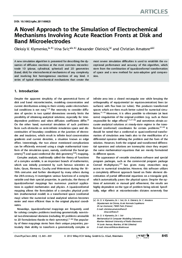 (PDF) A Novel Approach to the Simulation of Electrochemical Mechanisms ...