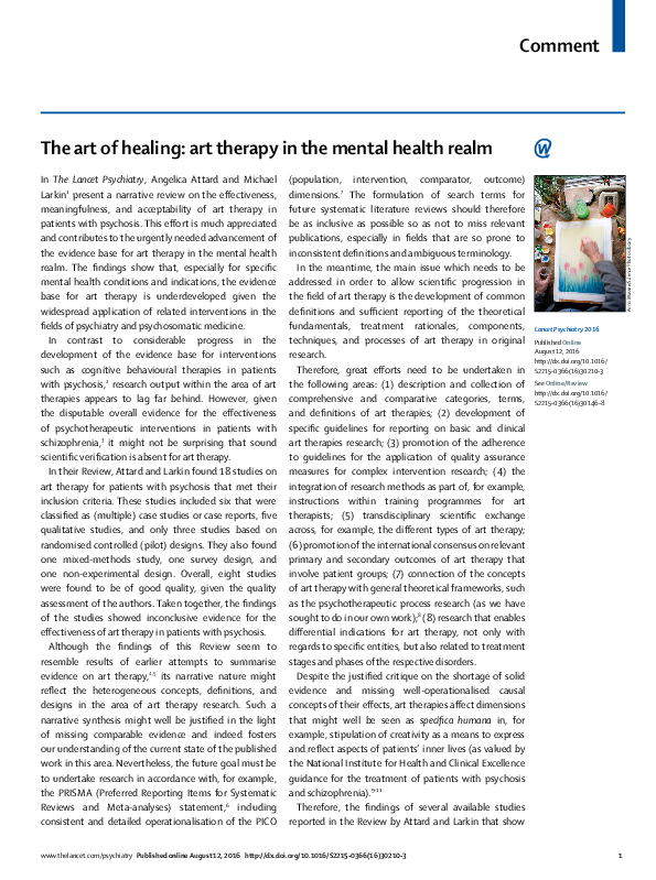 (PDF) The art of healing: art therapy in the mental health realm
