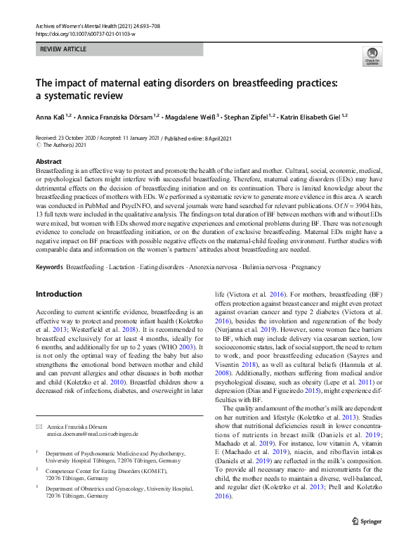 (PDF) The impact of maternal eating disorders on breastfeeding ...