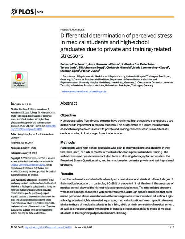 (PDF) Differential determination of perceived stress in medical ...