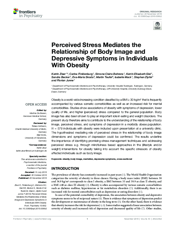 (PDF) Perceived Stress Mediates the Relationship of Body Image and ...