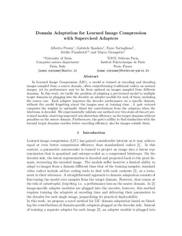 (PDF) Domain Adaptation for Learned Image Compression with Supervised ...