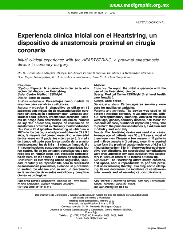 (PDF) Experiencia clínica inicial con el Heartstring, un dispositivo de ...