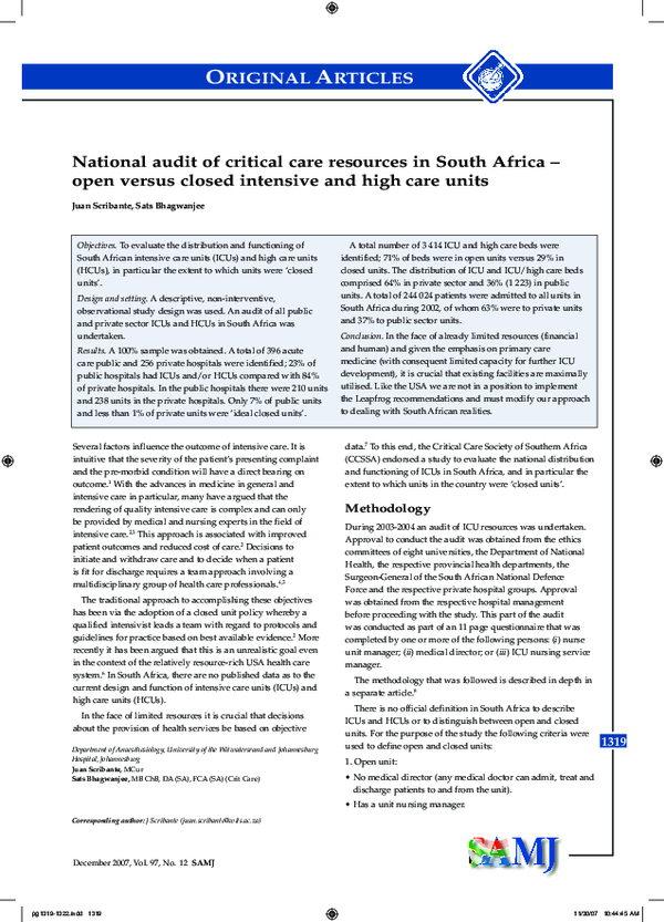 (PDF) National audit of critical care resources in South Africa - open ...