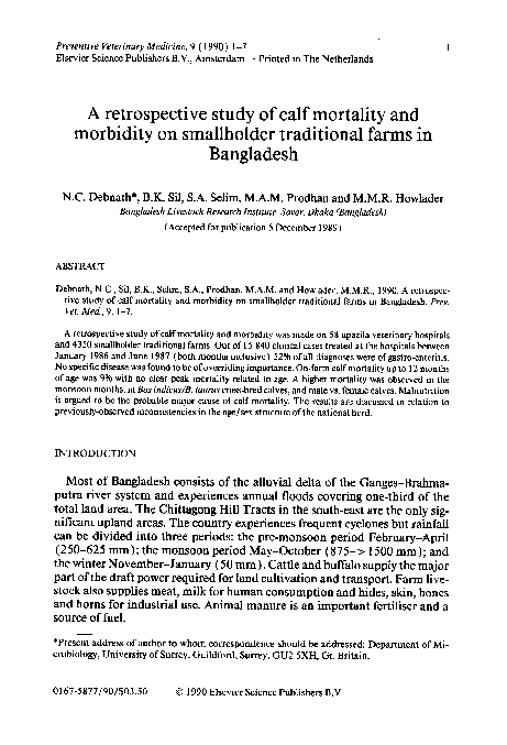 (PDF) A retrospective study of calf mortality and morbidity on ...