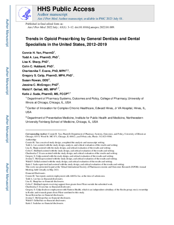 (PDF) Trends in Opioid Prescribing by General Dentists and Dental ...