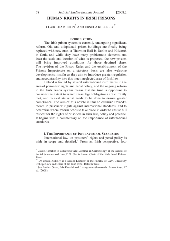 (PDF) Human rights in Irish prisons