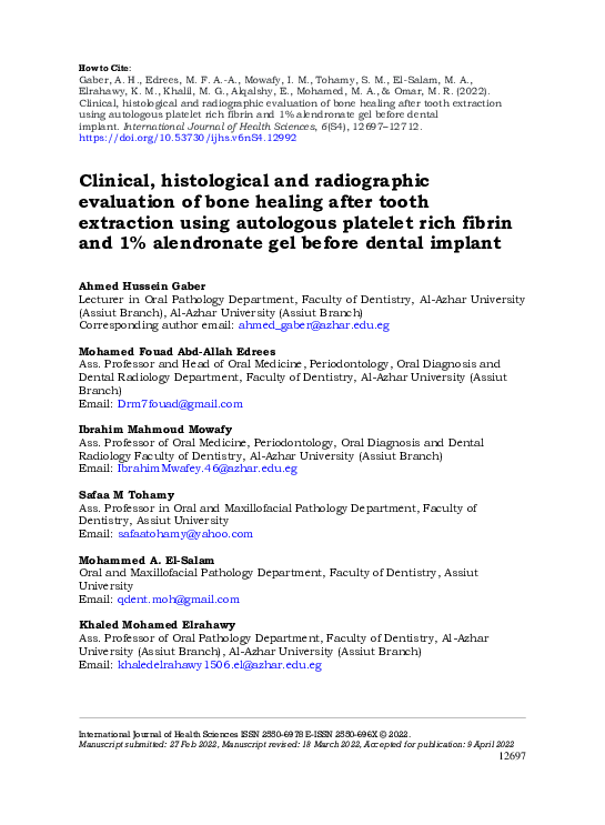 (PDF) Clinical, histological and radiographic evaluation of bone ...