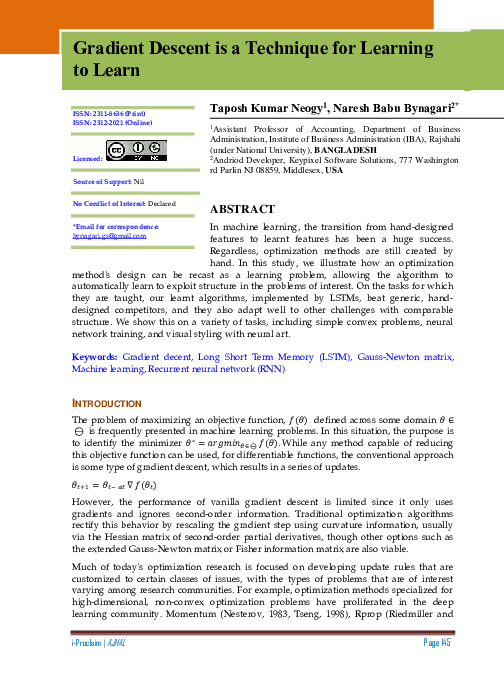(PDF) Gradient Descent is a Technique for Learning to Learn