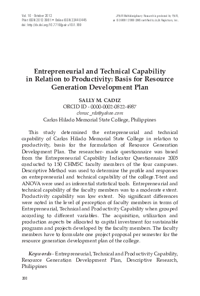 (PDF) Entrepreneurial and Technical Capability in Relation to ...