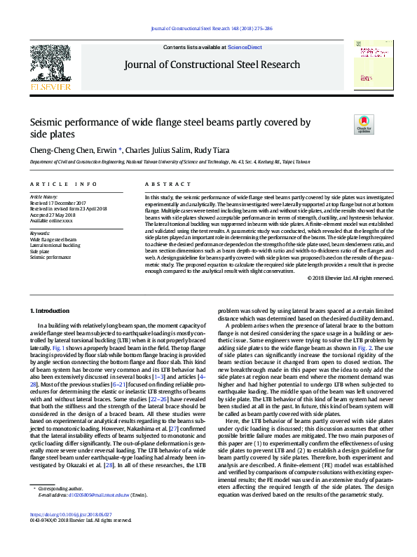 (PDF) Seismic performance of wide flange steel beams partly covered by ...