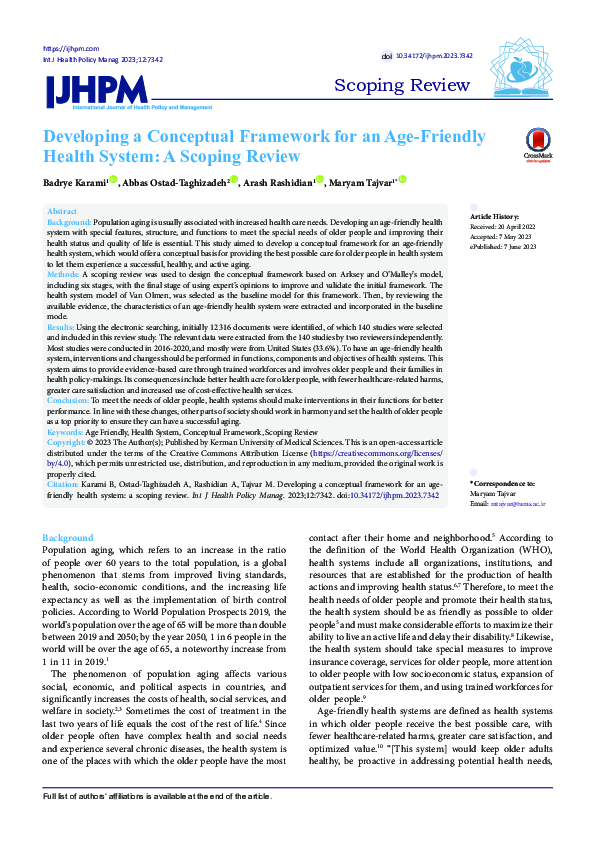 (PDF) Developing a Conceptual Framework for an Age-Friendly Health ...
