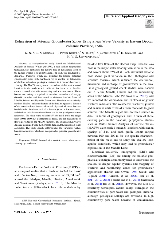 (PDF) Delineation of Potential Groundwater Zones Using Shear Wave ...