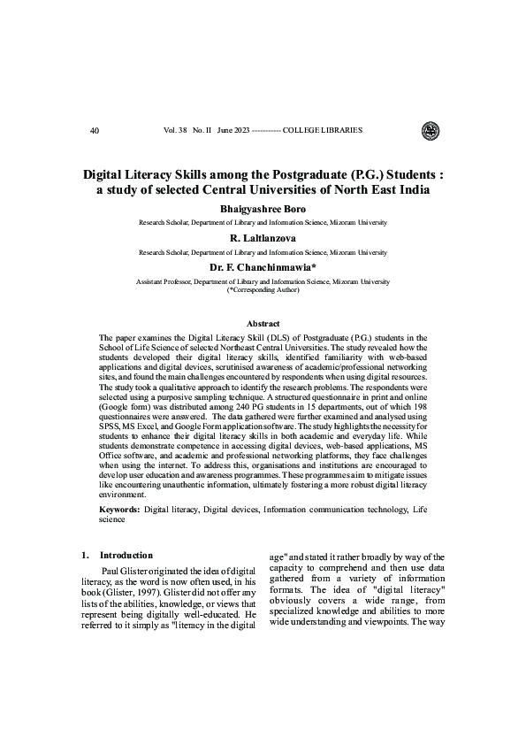 (PDF) Digital Literacy Skills among the Postgraduate (P.G.) Students ...