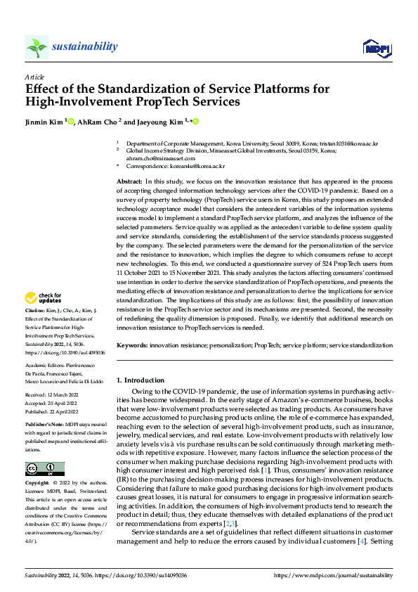 (PDF) Effect of the Standardization of Service Platforms for High ...
