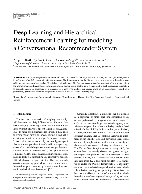 (PDF) Deep Learning and Hierarchical Reinforcement Learning for ...
