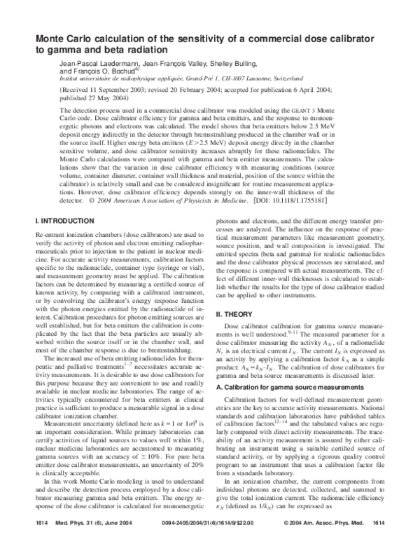 (PDF) Monte Carlo calculation of the sensitivity of a commercial dose ...