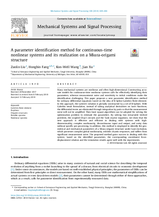 (PDF) A parameter identification method for continuous-time nonlinear ...