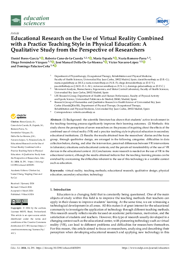 (PDF) Educational Research on the Use of Virtual Reality Combined with ...