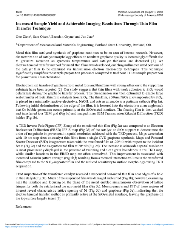 (PDF) Increased Sample Yield and Achievable Imaging Resolutions Through ...