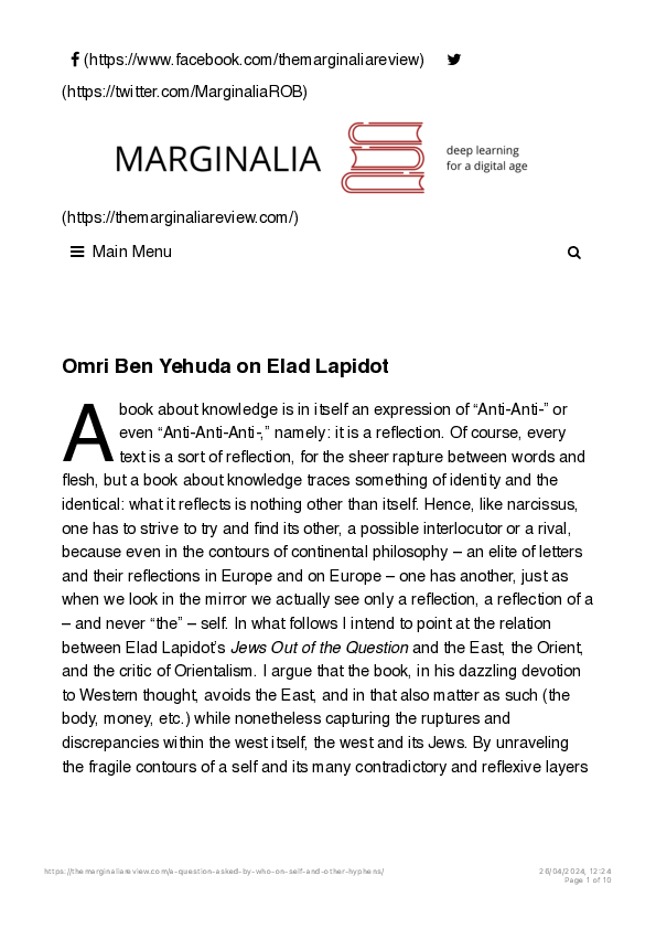 (PDF) A Question Asked by Who?- On Self and Other Hyphens | The ...