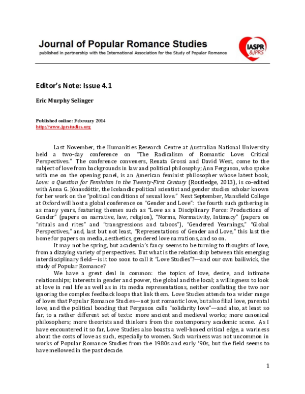 (PDF) Editor’s Note: Issue 4.1