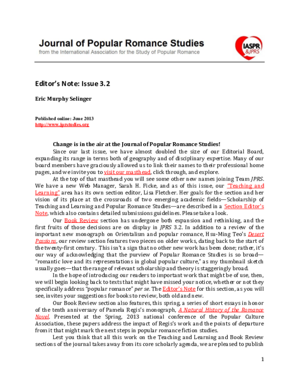 (PDF) Editor’s Note: Issue 3.2