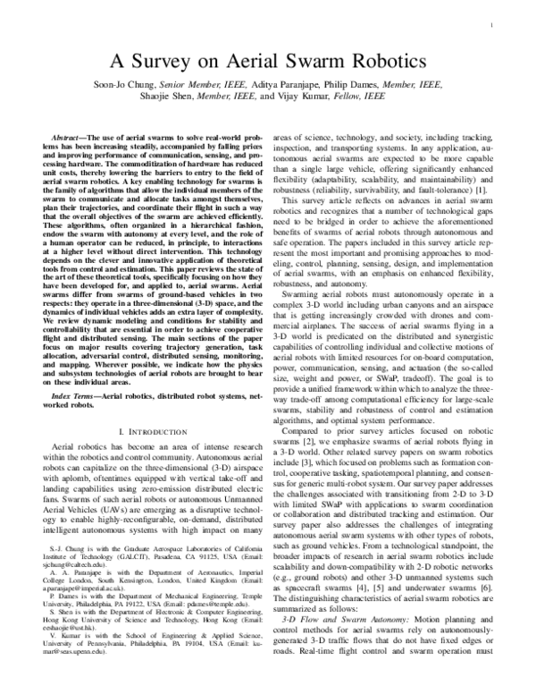 (PDF) A Survey on Aerial Swarm Robotics
