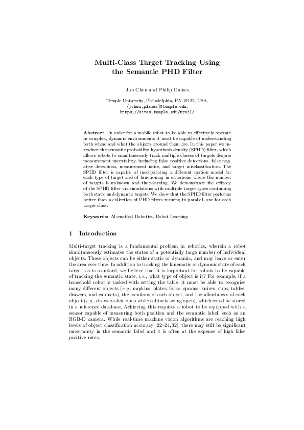 (PDF) Multi-class Target Tracking Using the Semantic PHD Filter