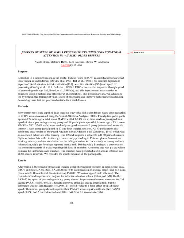 (PDF) Effects of Speed of Visual Processing Training upon Non-Visual ...