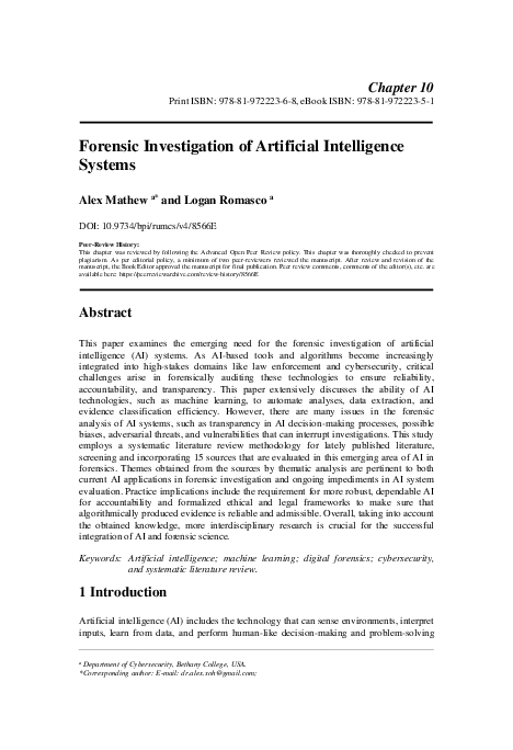 (PDF) Forensic Investigation of Artificial Intelligence Systems