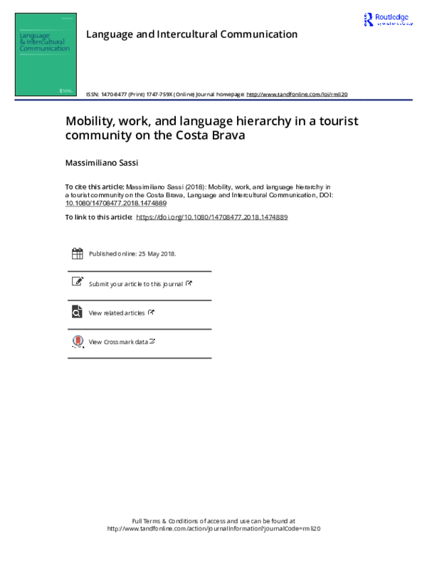 (PDF) Mobility, work, and language hierarchy in a tourist community on ...