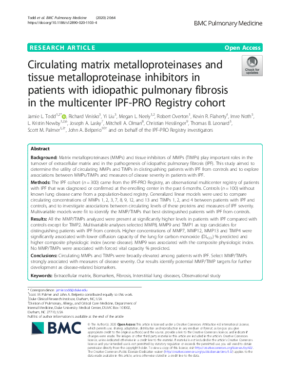 (PDF) Circulating matrix metalloproteinases and tissue ...