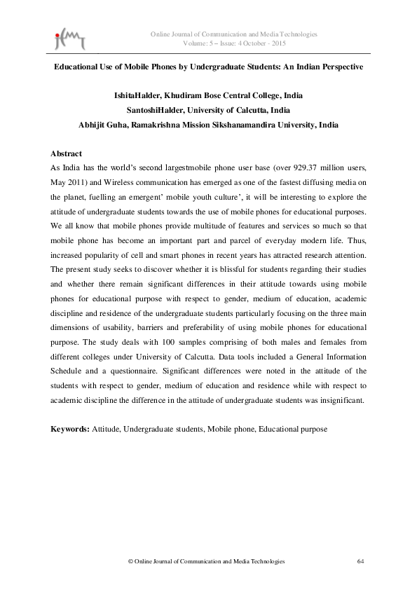 (PDF) Educational Use of Mobile Phones by Undergraduate Students: An ...