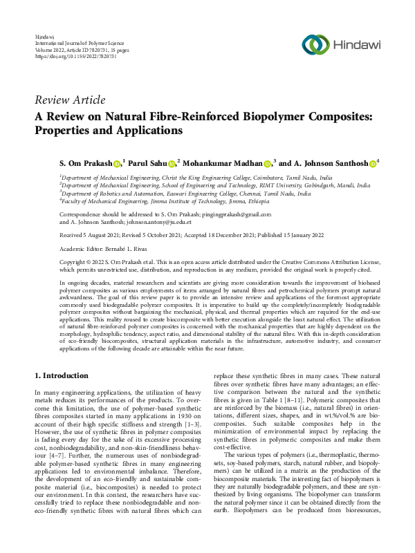 (PDF) A Review on Natural Fibre-Reinforced Biopolymer Composites ...