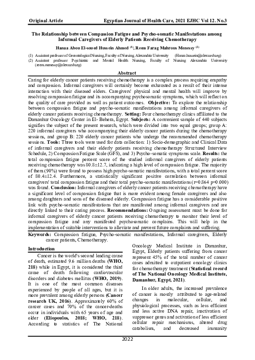 (PDF) The Relationship between Compassion Fatigue and Psycho-somatic ...