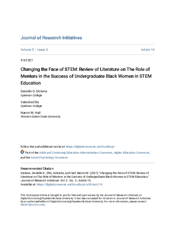 (PDF) Changing the Face of STEM: Review of Literature on The Role of ...