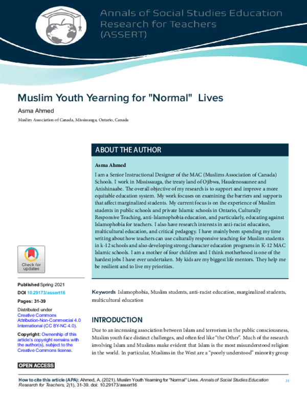 (PDF) Equitable Education for Muslim Youth in Canada