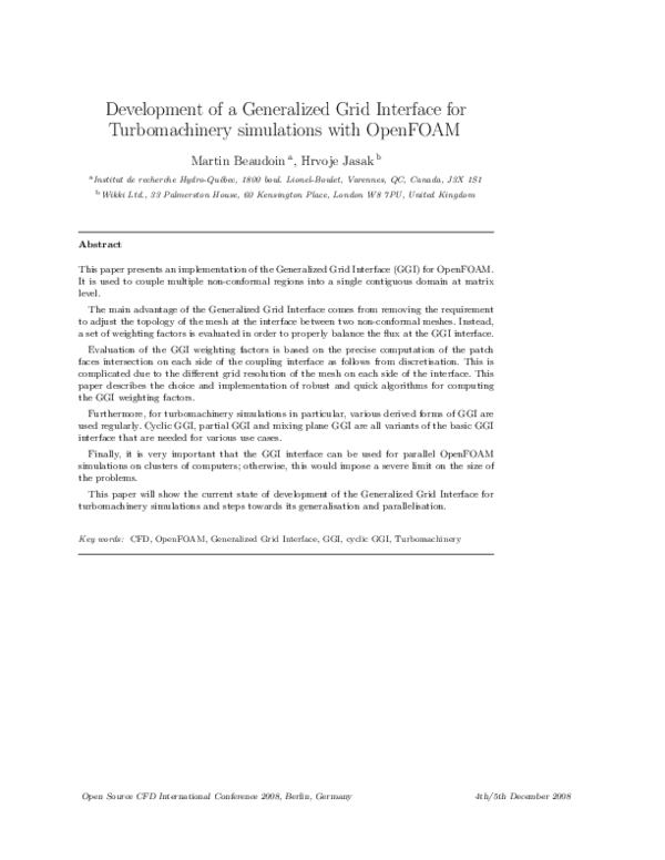 (PDF) Development of a generalized grid interface for turbomachinery ...