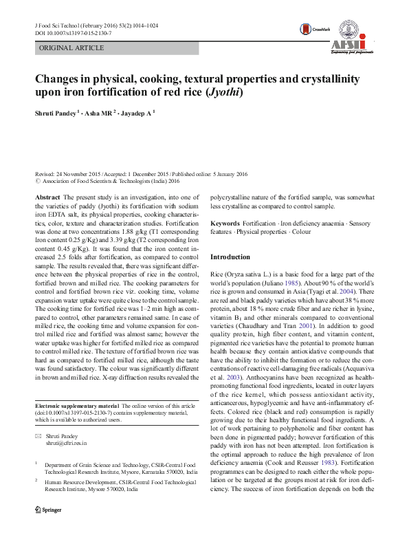 (PDF) Changes in physical, cooking, textural properties and ...