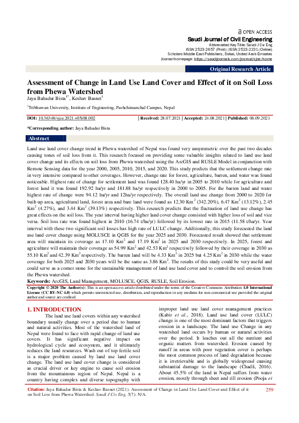 (PDF) Assessment of Change in Land Use Land Cover and Effect of it on ...