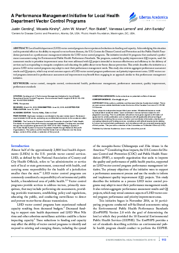 (PDF) A Performance Management Initiative for Local Health Department ...