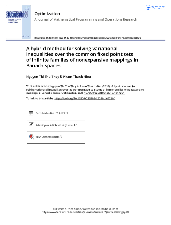 (PDF) A hybrid method for solving variational inequality problems