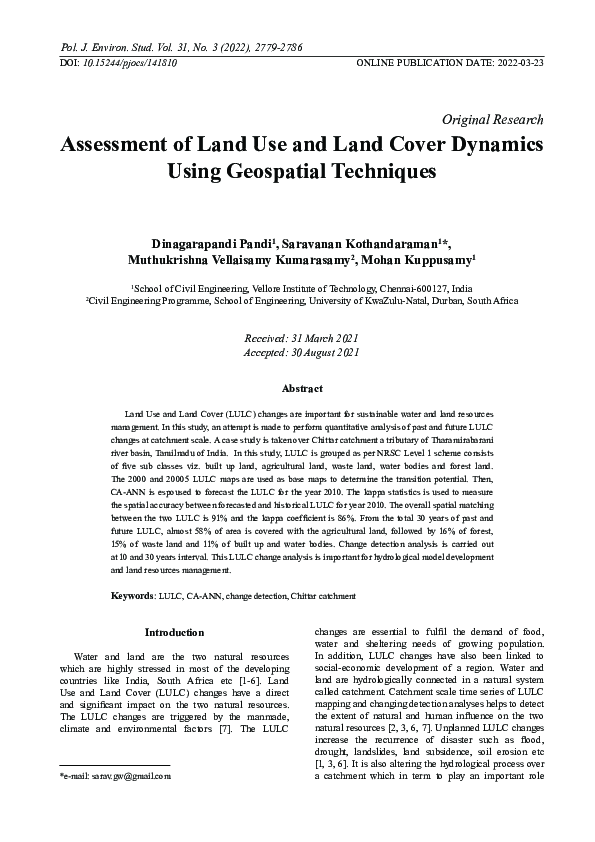 (PDF) Assessment of Land Use and Land Cover Dynamics Using Geospatial ...