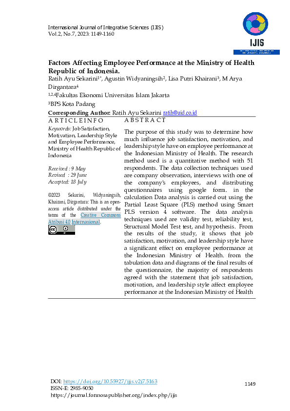 (PDF) Factors Affecting Employee Performance at the Ministry of Health ...