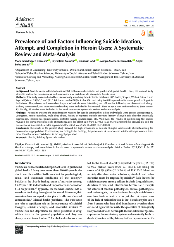 (PDF) Prevalence of and Factors Influencing Suicide Ideation, Attempt ...